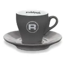 Flat white cups grey/white - Set 6
